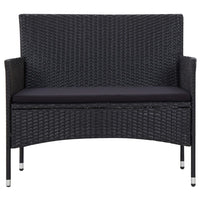 Set Divani da Giardino 5 pz con Cuscini in Polyrattan Nero 45895