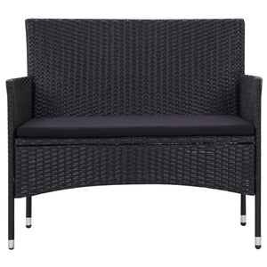 Set Divani da Giardino 5 pz con Cuscini in Polyrattan Nero 45895