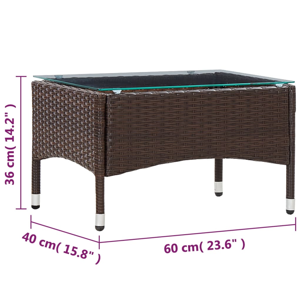 Tavolino da CaffÃ¨ Marrone 60x40x36 cm in Polyrattan cod mxl 34437