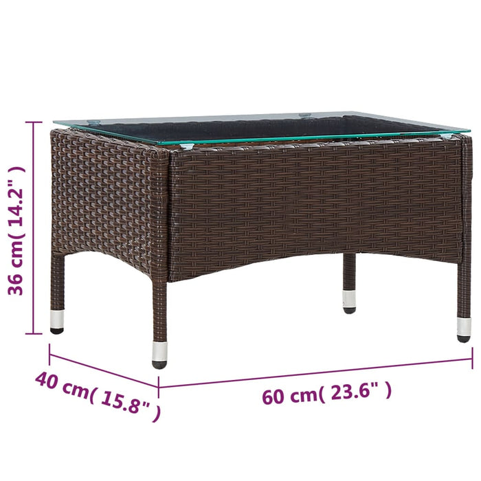 Tavolino da CaffÃ¨ Marrone 60x40x36 cm in Polyrattan cod mxl 34437