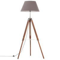 Lampada a Treppiede Marrone e Grigio in Legno di Teak 141 cm 288078