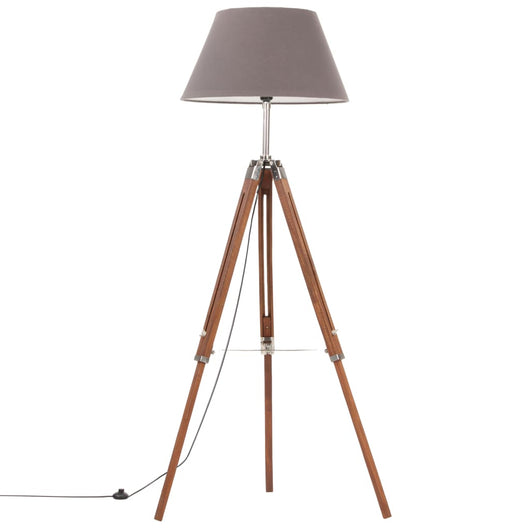 Lampada a Treppiede Marrone e Grigio in Legno di Teak 141 cm 288078