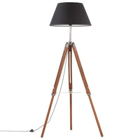 Lampada a Treppiede Marrone e Nero in Legno di Teak 141 cm 288079