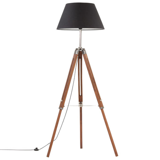 Lampada a Treppiede Marrone e Nero in Legno di Teak 141 cm 288079