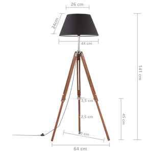 Lampada a Treppiede Marrone e Nero in Legno di Teak 141 cm 288079