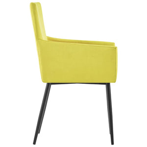Sedie da Pranzo con Braccioli 4 pz in Tessuto Giallo 279706