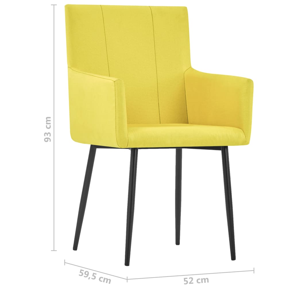 Sedie da Pranzo con Braccioli 4 pz in Tessuto Giallo 279706