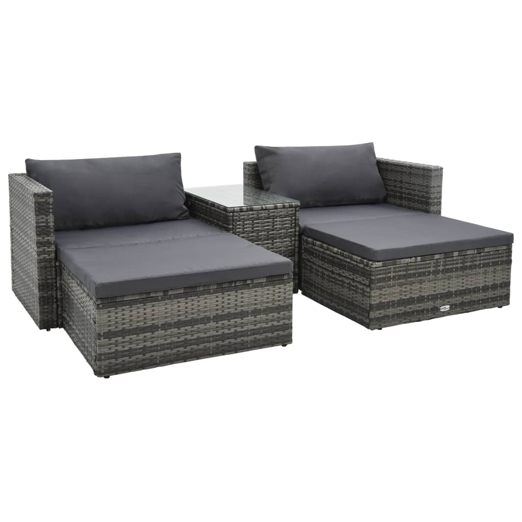 Set Divani da Giardino 5 pz con Cuscini in Polyrattan Grigio cod mxl 46344