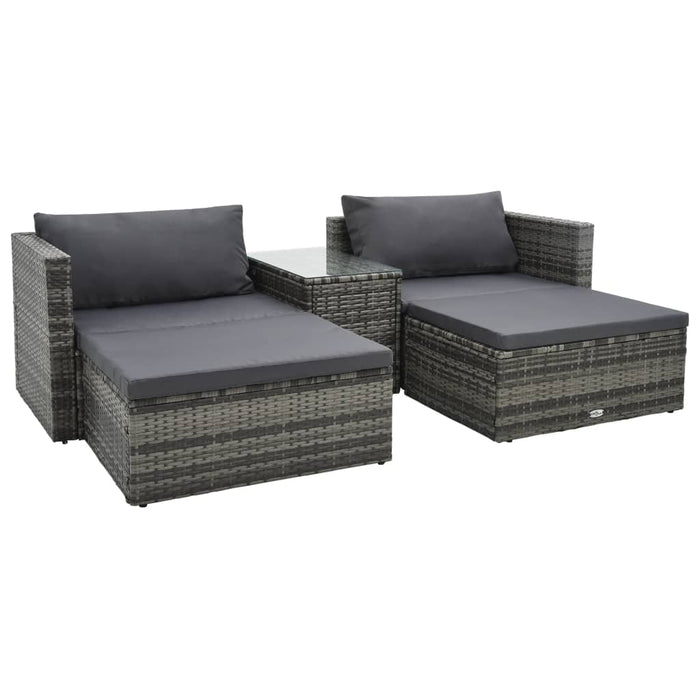 Set Divani da Giardino 5 pz con Cuscini in Polyrattan Grigio cod mxl 46344