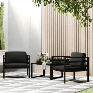 Divano Singolo con Cuscini-Sofa da Giardino-Divanetto da esterno in Alluminio Antracite