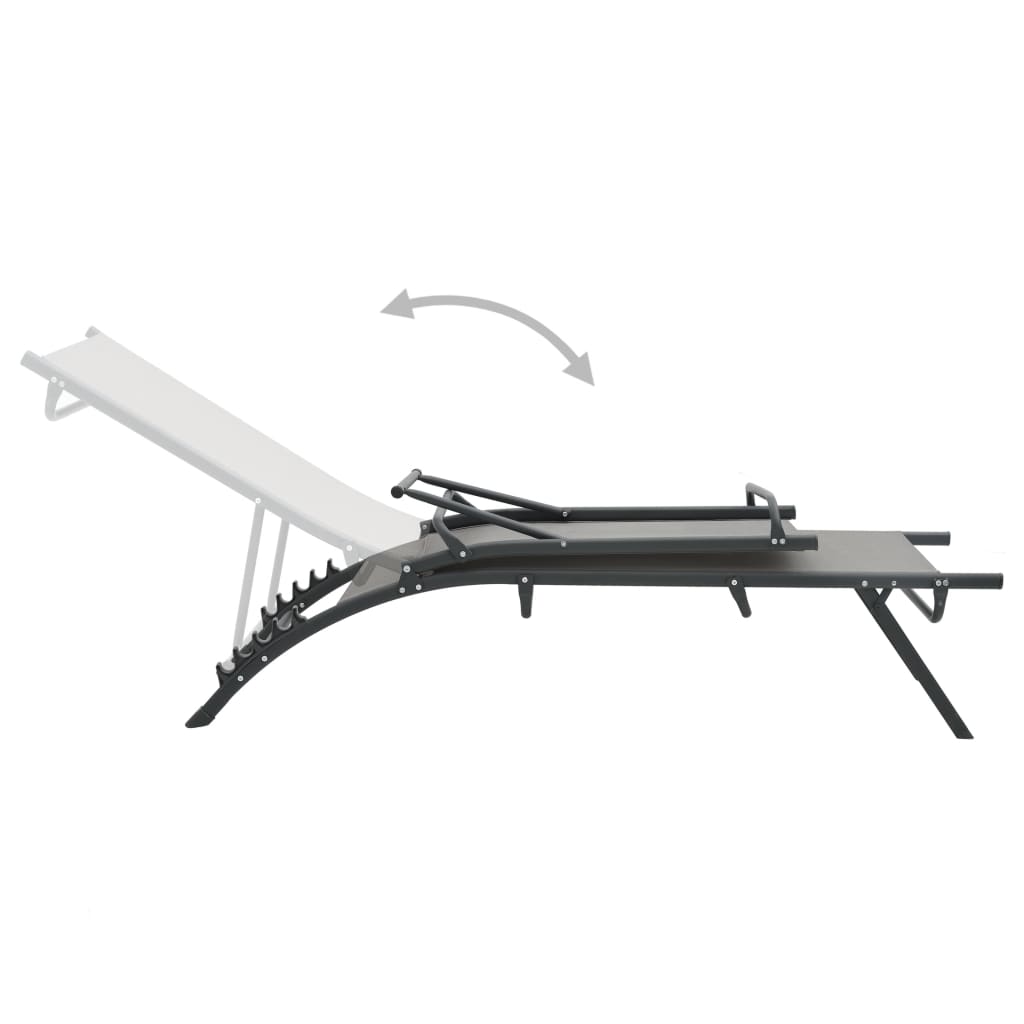 Set di 2 sdraio sdraio prendisole lettino da giardino terrazza arredo da esterno tessilene e acciaio 02_0012149