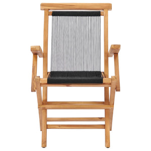 Sedie da Giardino Pieghevoli 2pz Legno Massello di Teak e Corda