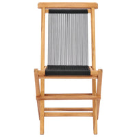 Sedie da Giardino Pieghevoli 2pz Legno Massello di Teak e Corda 49363