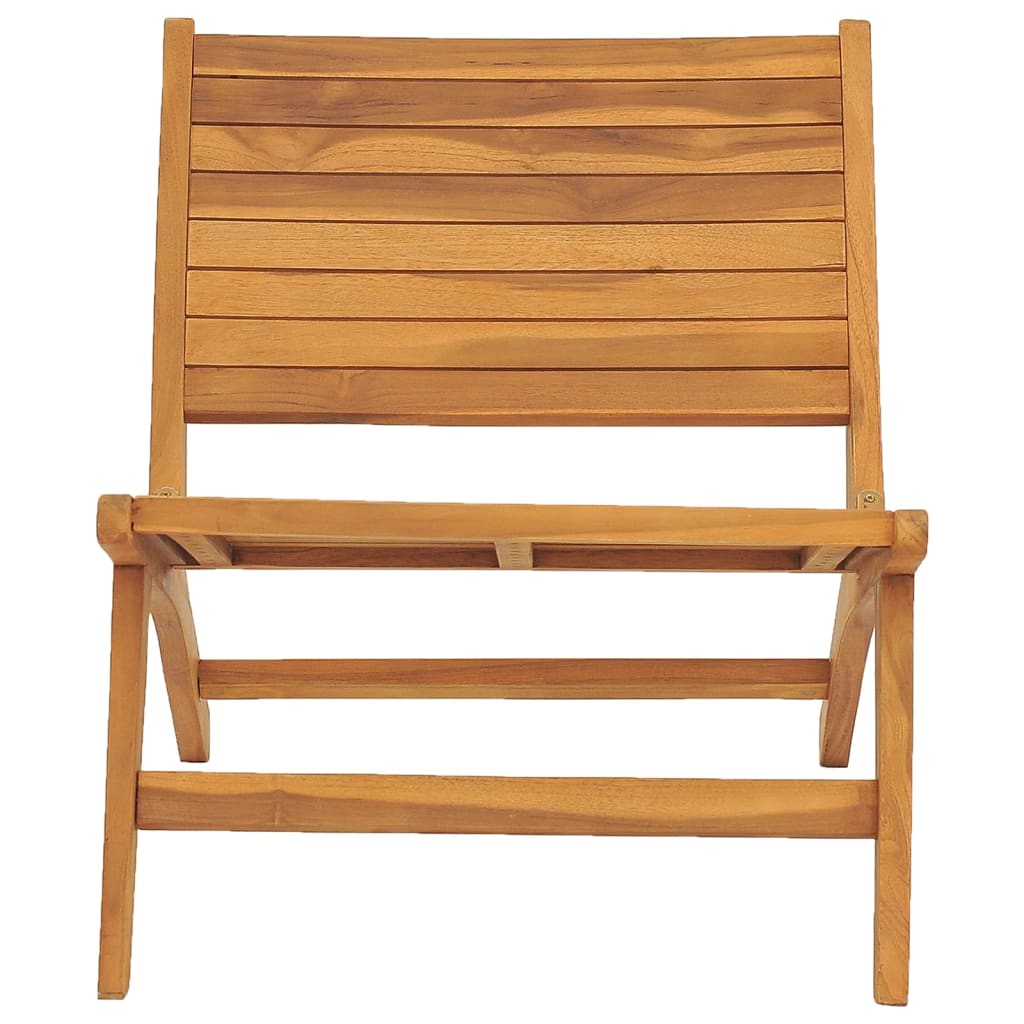 Sedia da Giardino con Poggiapiedi in Legno Massello di Teak