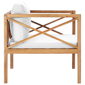 Sedia da Giardino con Cuscino Crema in Legno Massello di Teak 49369