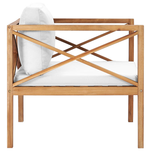 Sedia da Giardino con Cuscino Crema in Legno Massello di Teak 49369