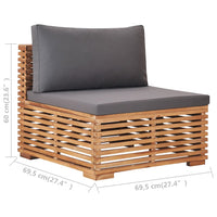 Divano Centrale da Giardino con Cuscino Grigio Massello di Teak cod mxl 67981