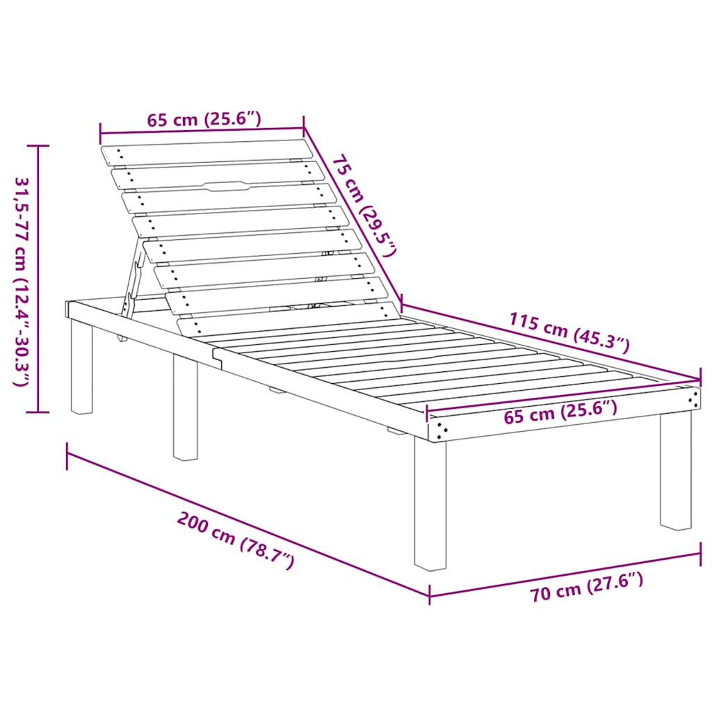 Lettino Prendisole in Legno di Pino Impregnato 49087
