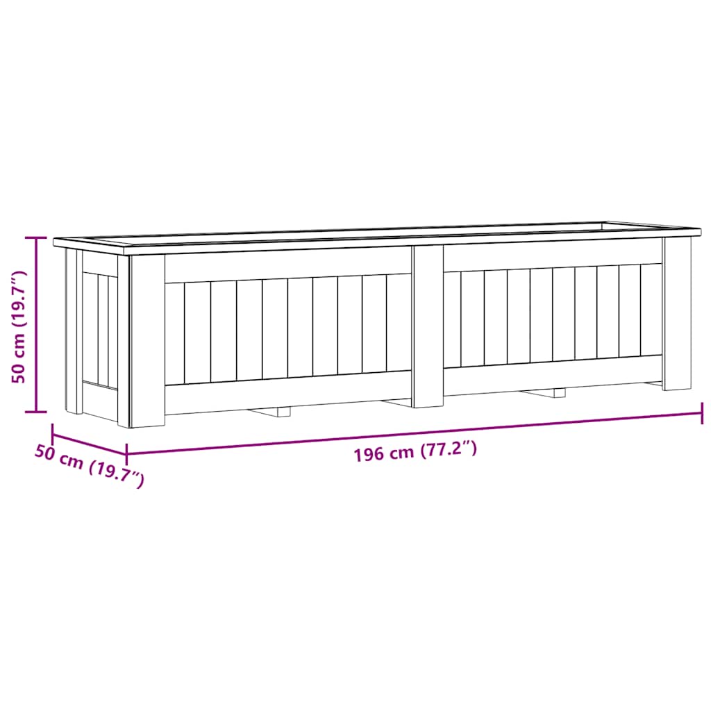 Fioriera Rialzata 196x50x50 cm in Legno di Pino Impregnato 49095
