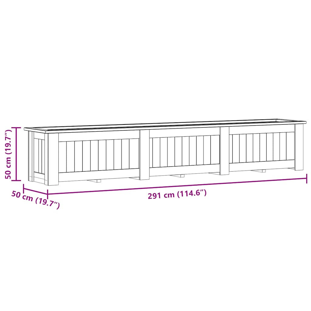 Fioriera Rialzata 291x50x50 cm in Legno di Pino Impregnato 49096