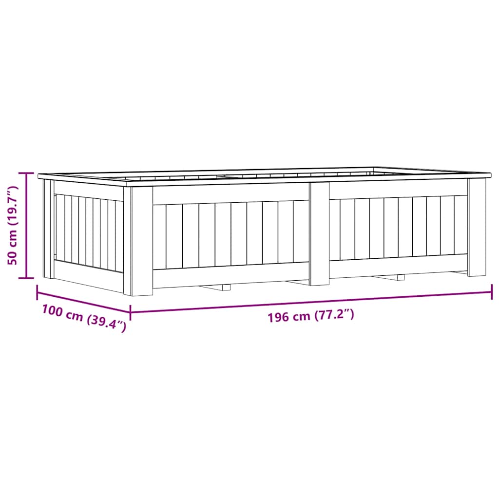 Fioriera Rialzata 196x100x50 cm in Legno di Pino Impregnato 49097