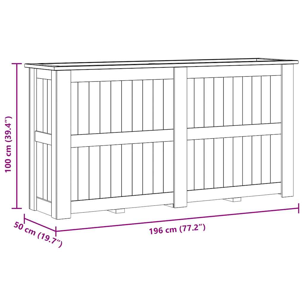 Fioriera Rialzata 196x50x100 cm in Legno di Pino Impregnato 49099