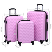 Set Valigie Trolley a Custodia Rigida 3 pz Rosa in ABS