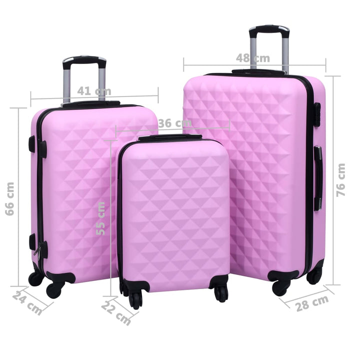 Set Valigie Trolley a Custodia Rigida 3 pz Rosa in ABS 92414