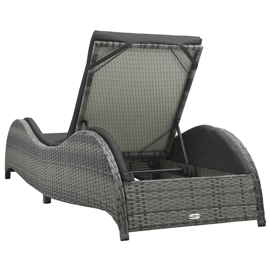 Lettino Prendisole con Cuscino in Polyrattan Antracite 49494