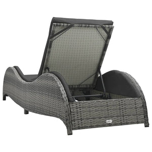 Lettino Prendisole con Cuscino in Polyrattan Antracite 49494