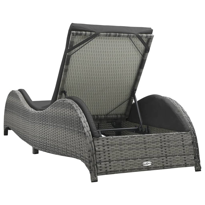 Lettino Prendisole con Cuscino in Polyrattan Antracite 49494