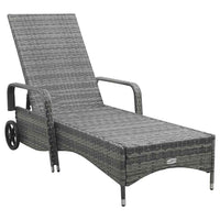 Lettino Prendisole con Ruote in Polyrattan Antracite 49497