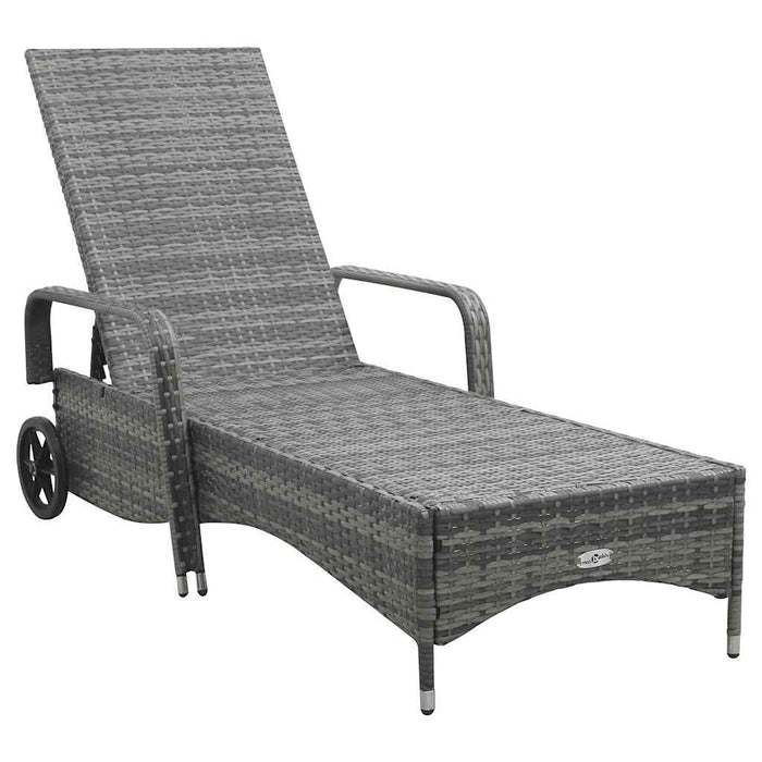 Lettino Prendisole con Ruote in Polyrattan Antracite 49497