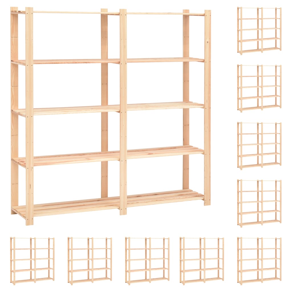 Scaffali per mobili contenitori a 5 ripiani 10 pezzi 170 x 38 x 170 cm Pino 500 kg beige 02_0045728