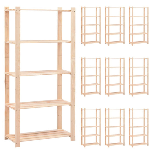 Scaffali per mobili contenitori a 5 ripiani 10 pezzi 80 x 38 x 170 cm Pino 250 kg beige 02_0045729