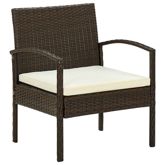Sedia da Giardino con Cuscino in Polyrattan Marrone cod mxl 63490