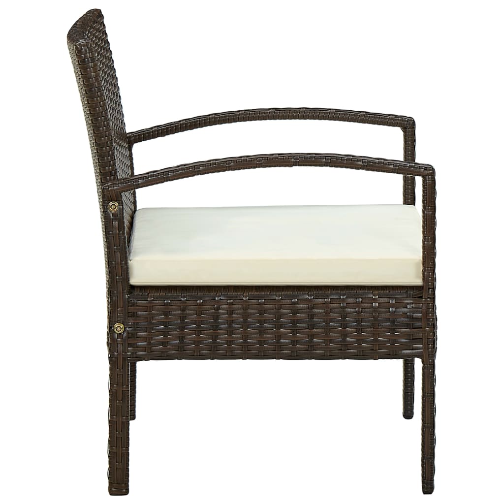 Sedia da Giardino con Cuscino in Polyrattan Marrone cod mxl 63490