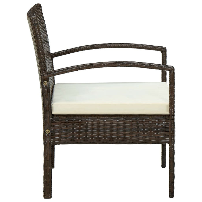 Sedia da Giardino con Cuscino in Polyrattan Marrone 45794