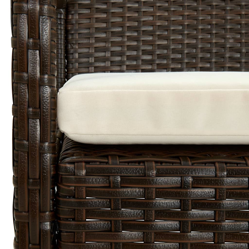 Sedia da Giardino con Cuscino in Polyrattan Marrone 45794