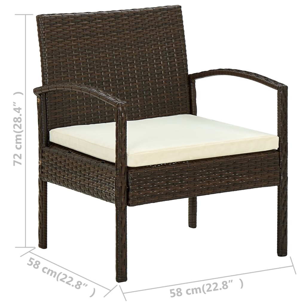Sedia da Giardino con Cuscino in Polyrattan Marrone 45794