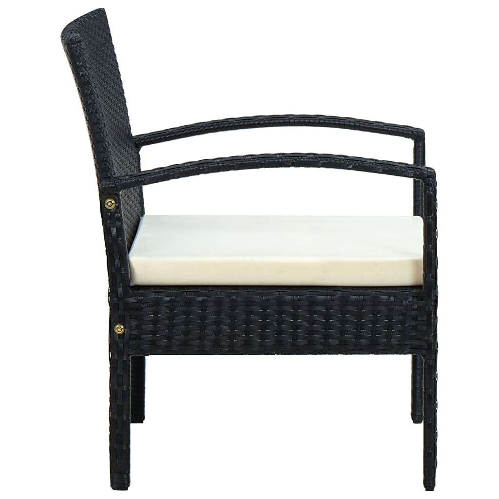 Sedia da Giardino con Cuscino in Polyrattan Nero 45795