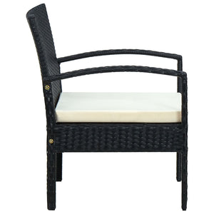 Sedia da Giardino con Cuscino in Polyrattan Nero 45795