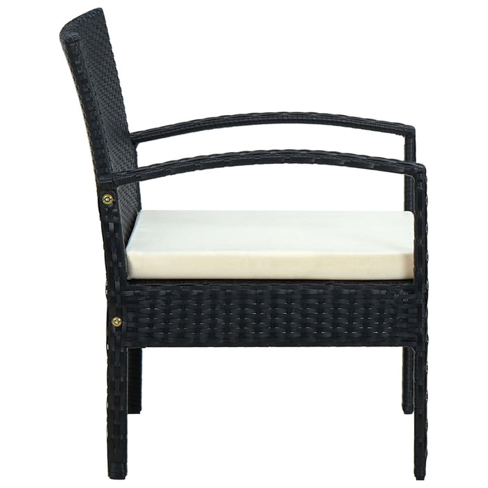 Sedia da Giardino con Cuscino in Polyrattan Nero 45795