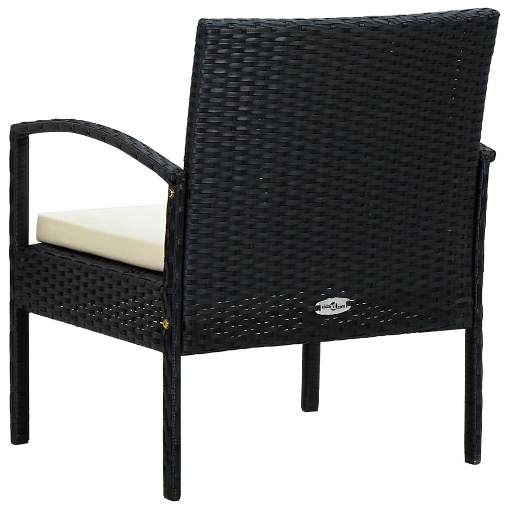 Sedia da Giardino con Cuscino in Polyrattan Nero 45795
