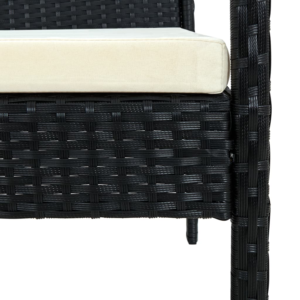 Sedia da Giardino con Cuscino in Polyrattan Nero 45795