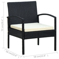 Sedia da Giardino con Cuscino in Polyrattan Nero 45795