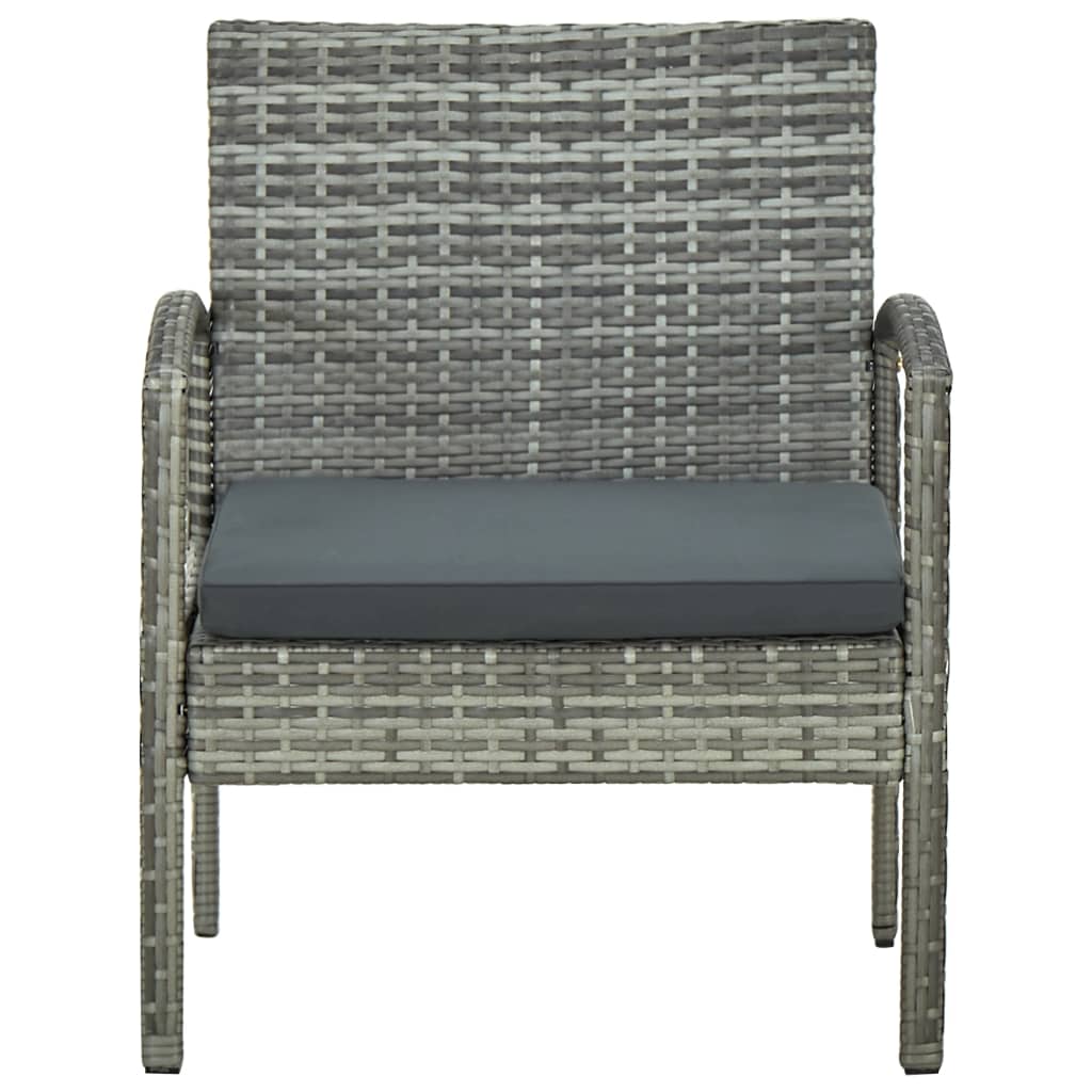 Sedia da Giardino con Cuscino in Polyrattan Grigio 45796