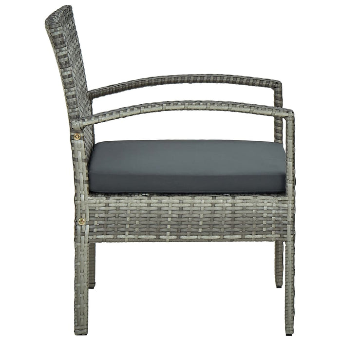 Sedia da Giardino con Cuscino in Polyrattan Grigio 45796