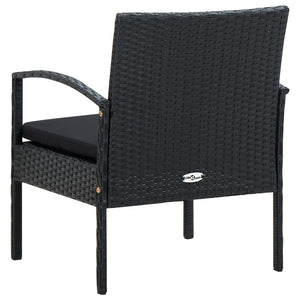 Sedia da Giardino con Cuscino in Polyrattan Nero 45797