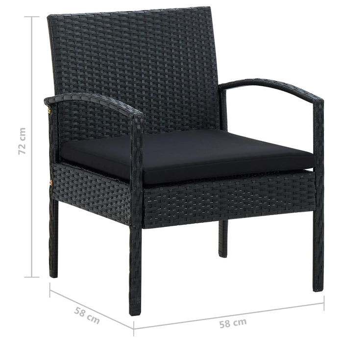 Sedia da Giardino con Cuscino in Polyrattan Nero 45797
